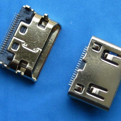 德阳HDMI C TYPE 母座 SMT型 (外壳DIP中心距3.5mm) 斜口