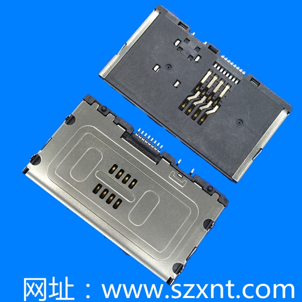 永州Smart card拉拔 8+2 pin IC卡座有侦测端子